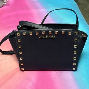 Michael Kors Navy Studded Crossbody Bag